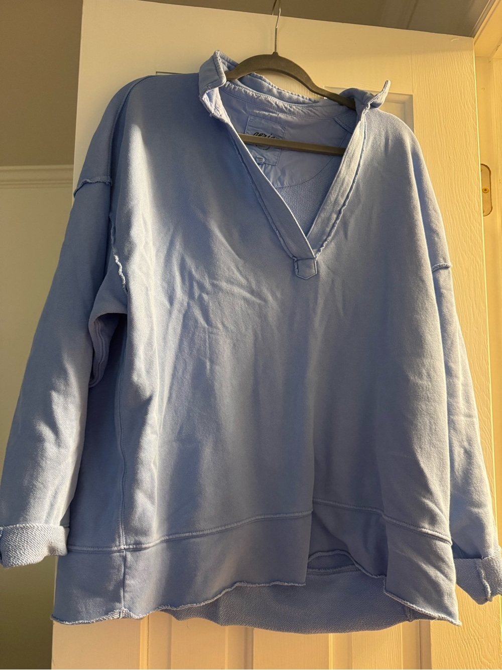 aerie Light Blue V-Neck Pullover Hoodie